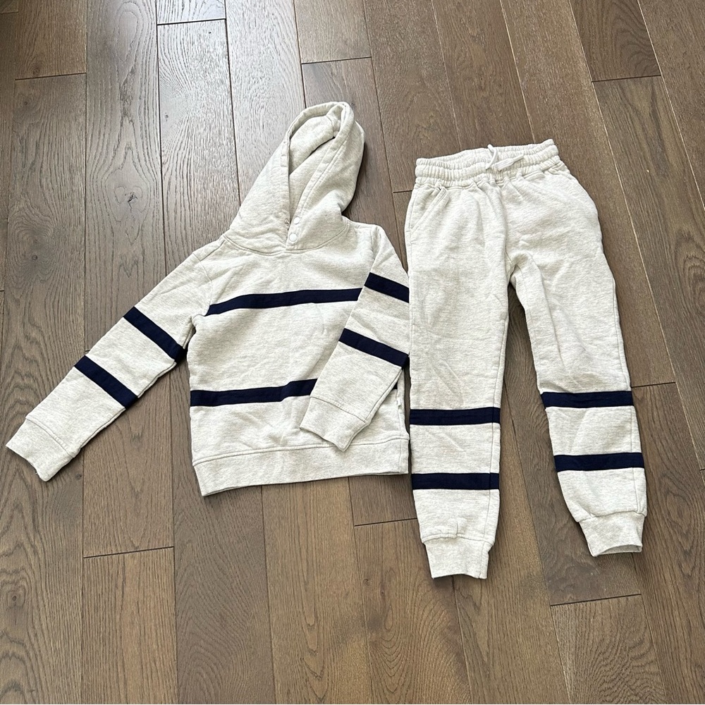 Sovereign Code Kids' Cream and Black Striped Jogger Set